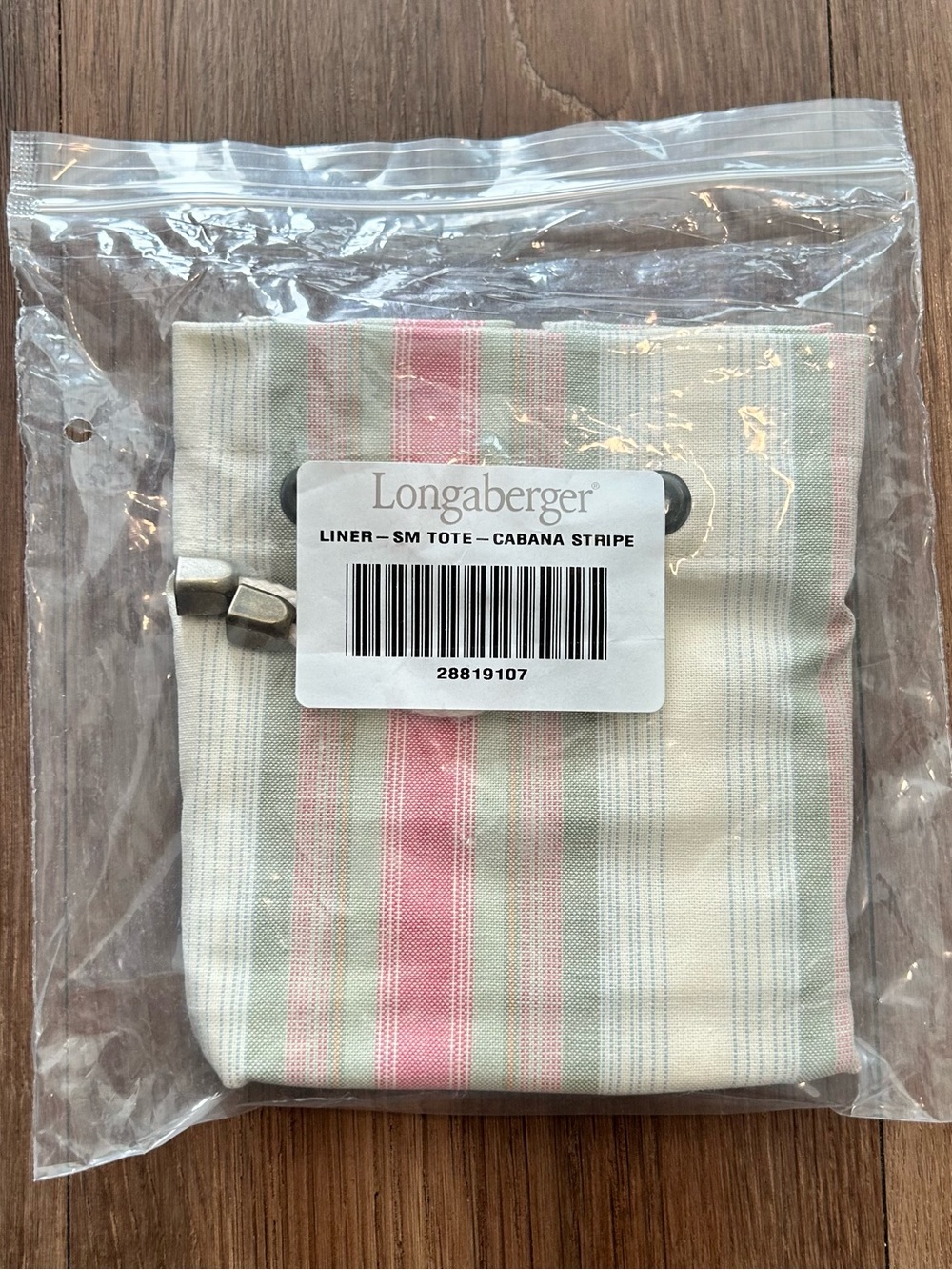 🏖️ Longaberger Large Tote Basket Liner – Cabana Stripe w/Drawstring – NIP-NEW